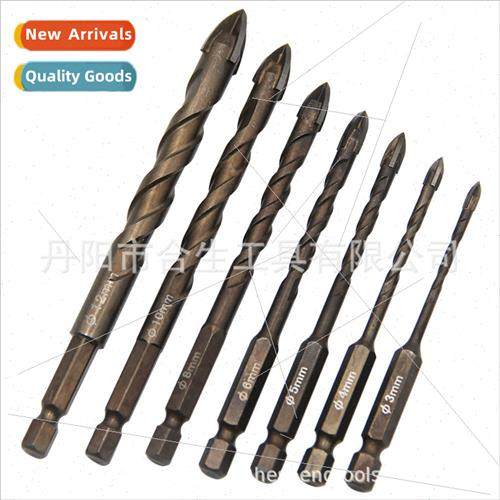 Hexagonal Shank Cross Glass  Tile Hole  Baking Yellow Spiral