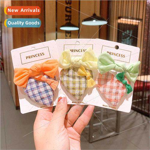Korea love plaid girls solid color small bow children bb cli