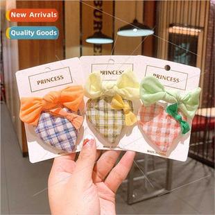 small cli plaid children bow color solid girls love Korea