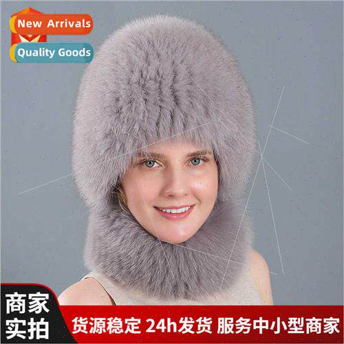 New fox fur hat scarf female  winter ear protection hat scar