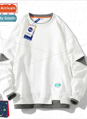 fake twoPCS sweater men 2023 new spring fall round neck coup