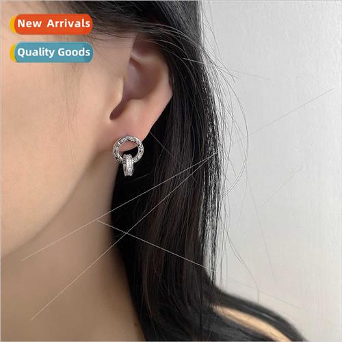 Diamond-set Roman numerals earrings Europe simple gangster h