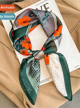 2023 new spring fall printed silk scarf women fashion career