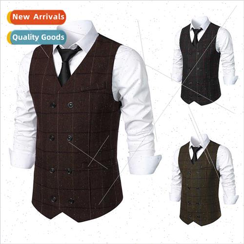 2023 new  size men plaid double-breasted su vest fashion V c