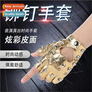 Men women riveted gloves PU imation leather personalized set