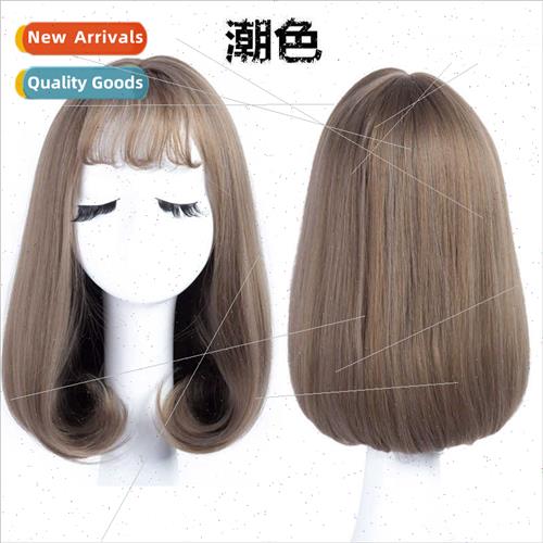 Wig female bob head in long wig Korea air bangs whin buckle