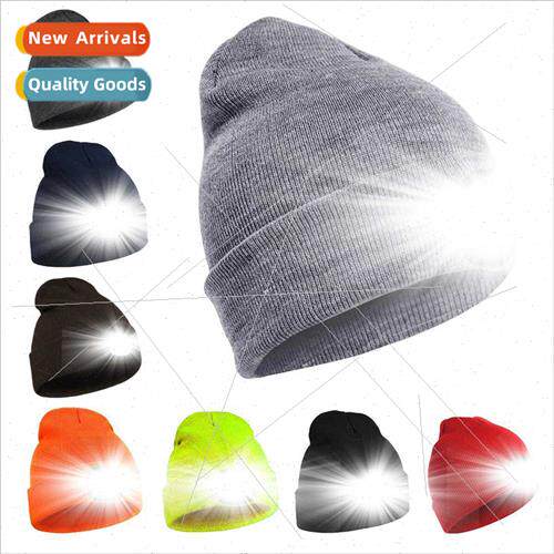 2023 new outdoor led lighting knted hat rechargeable light-e