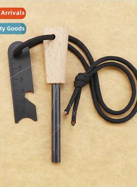 Outdoor survival flint umbrella rope set wh wooden handle ma