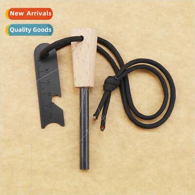 Outdoor survival flint umbrella rope set wh wooden handle ma