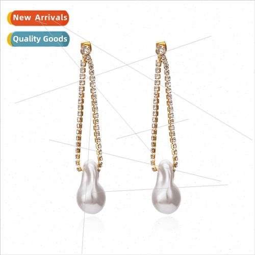New simple pearl earrings fashion rustic rhinestone earrings
