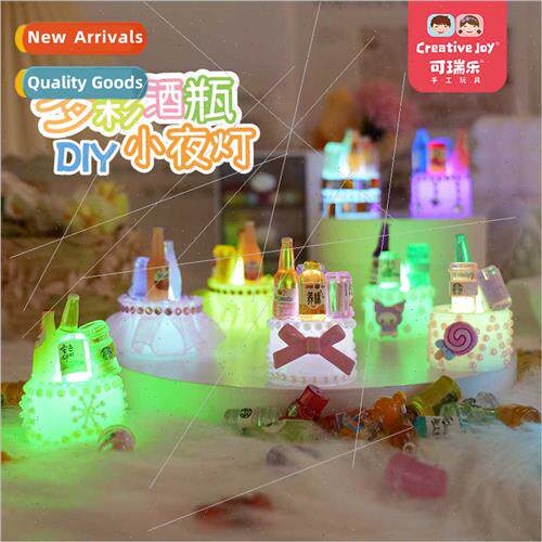 Children handmade diy puzzle wine bottle candle night light
