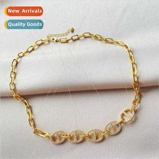 buckle necklace female Retro collarbone ring chain Europe