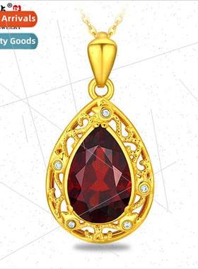Gold necklace female gold garnet lockbone set chain new wedd