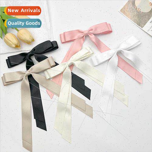Korean  double bow ribbon hair clips female ballet girl side