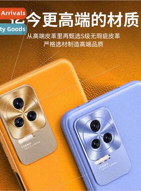 适用Redmi K50pro Metal Lens Vegan Leather K40 Phone Case Poc