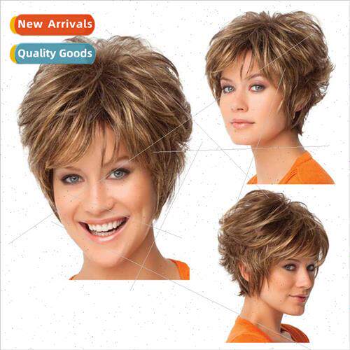 Wig female Europe fashion short curly hair chemical fiber he