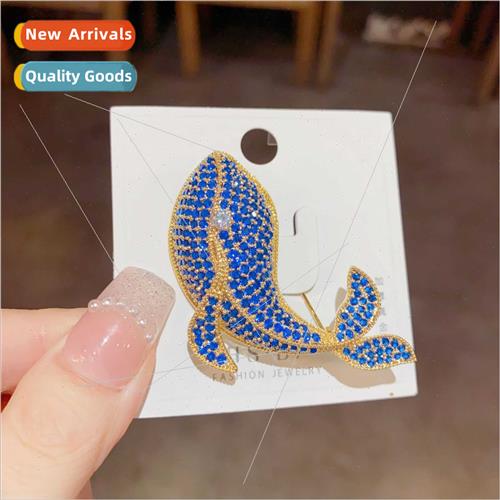 Korea fashion elegant blue whale brooch exquise pin upscale