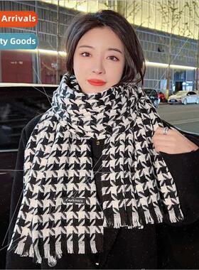 Thousbird grid colorful scarf female autumn winter 2023 new