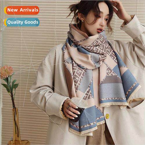 2023 Korean  hundreds letters chain warm scarf female dual-u