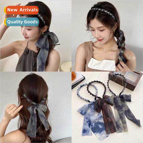 Flowery hair ribbon scarf tie hair fluttering band summer ha