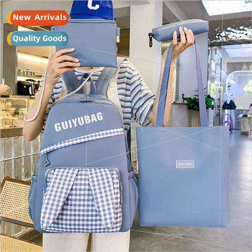 schoolbag Korean cartoon plaid rabb ears girl shoulder bag l