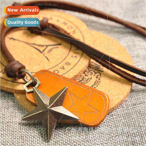 Pentagram Necklace Creative Vintage Leather Necklace Sweater