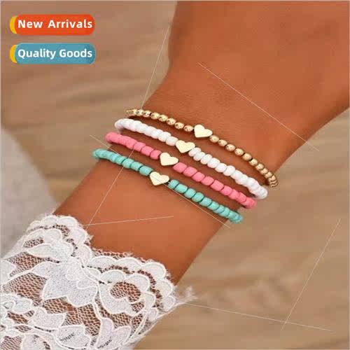 Europe hand jewelry simple set four rice beads love bracelet