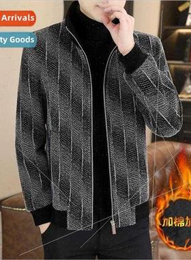 Autumn winter tweed coat men Korean Slim plaid sable jacket