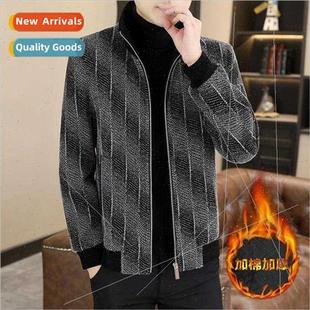 coat men sable winter jacket plaid tweed Slim Autumn Korean