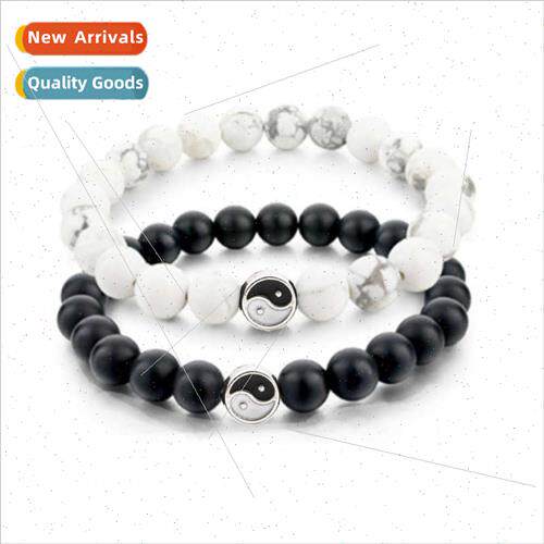 New yin yang gossip whe turquoise black frosted volcanic sto