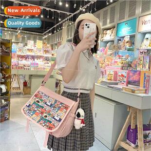 illustration crossbody bag Teenage Korean graffi ins girl