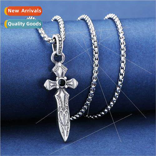 Personalized retro big sword pendant men tanium steel neckla