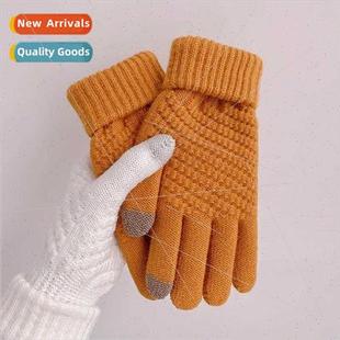 gloves student wool Autumn thickened warm knting velv winter