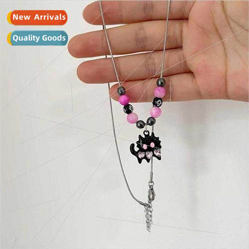 Cute ltle black cat black powder beaded necklace Korea ins r