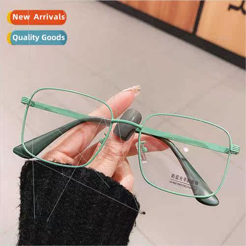 retro metal frame anti-blue light glasses female round face