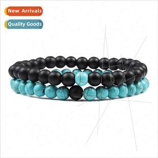 Creative wh beaded blue turquoise strings couple bracelets e