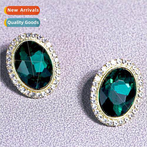 S925 silver needle senior sense retro emerald earrings femal