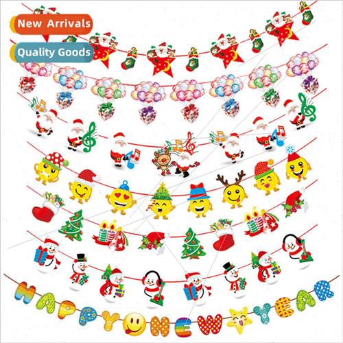 Christmas pull flags decorative hanging flags cartoon pull f
