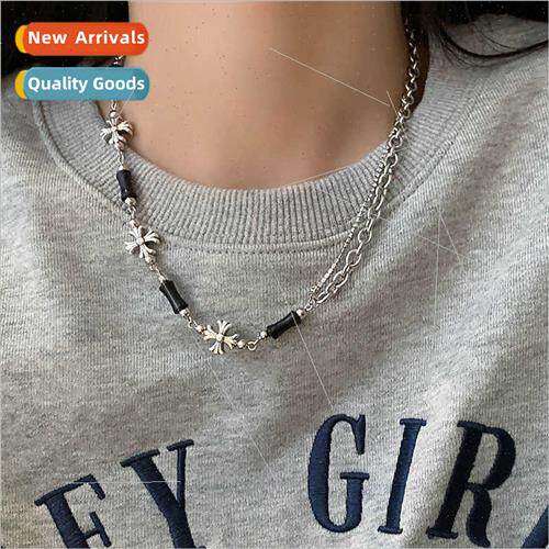 Patchwork cross beaded necklace women ins niche premium swea