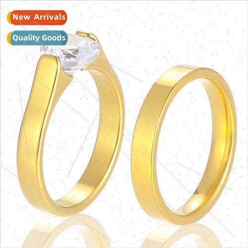 Ins round zirconia pair ring fashion diamond ring pair stain