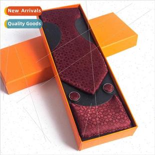 Square Cuff Set Paisley Casual Tie Business Orange Men