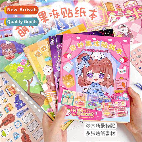 Jelly Sticker Book Cute Scene Sticker Set Washable Sticky Cr