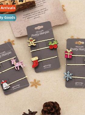 2022 Christmas Hair Clips Holiday Cute Elk Christmas Tree Be