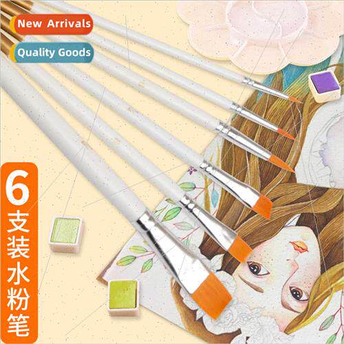 Watercolor Brush Set 6pcs Nylon Brushes Whe Rod Multi-Purpos