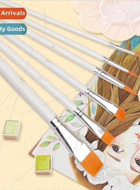 Watercolor Brush Set 6pcs Nylon Brushes Whe Rod Multi-Purpos