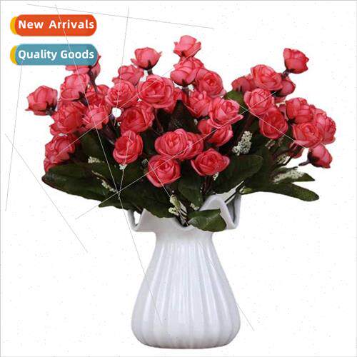 Fake flowers mini artificial 15 head simulation rose home li