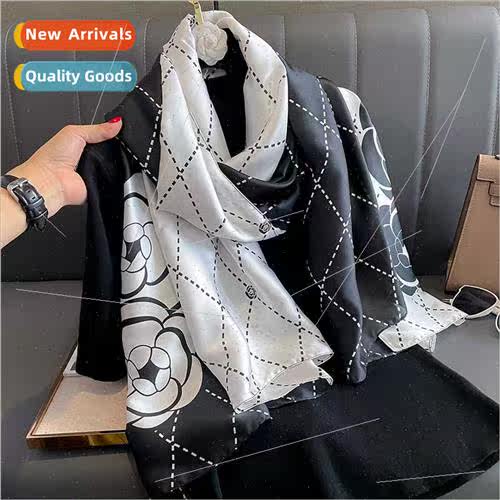 Camellia new simulation silk scarf female fall winter fashio