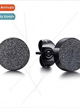 Punk rock black tanium steel earrings Korean  men girls dumb