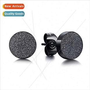 tanium steel girls rock dumb men black Korean Punk earrings