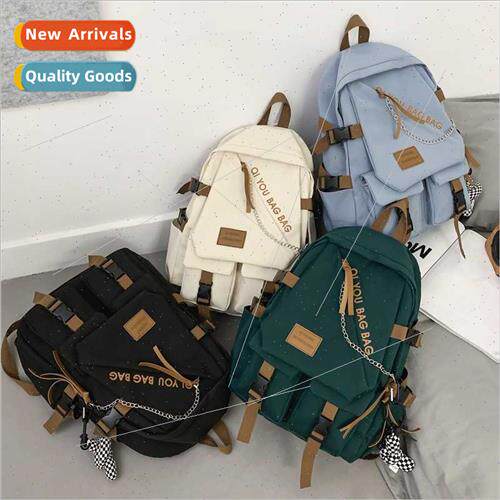 cool couple shoulder bag new Korean biker chain backpack mid